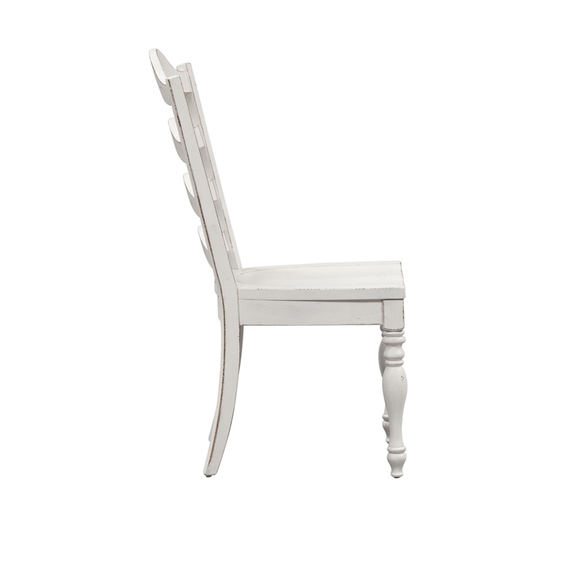 Pemberly Row Arched Ladder Back Side Chair with Saddle Seat Set of 2 in White