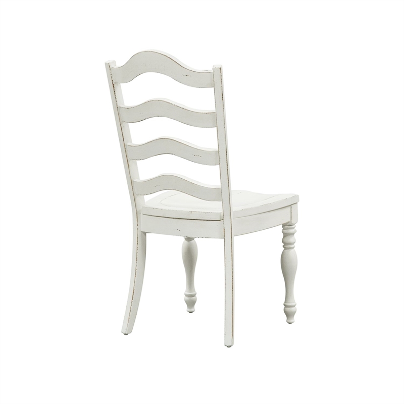 Pemberly Row Arched Ladder Back Side Chair with Saddle Seat Set of 2 in White