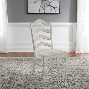 Pemberly Row Arched Ladder Back Side Chair with Saddle Seat Set of 2 in White