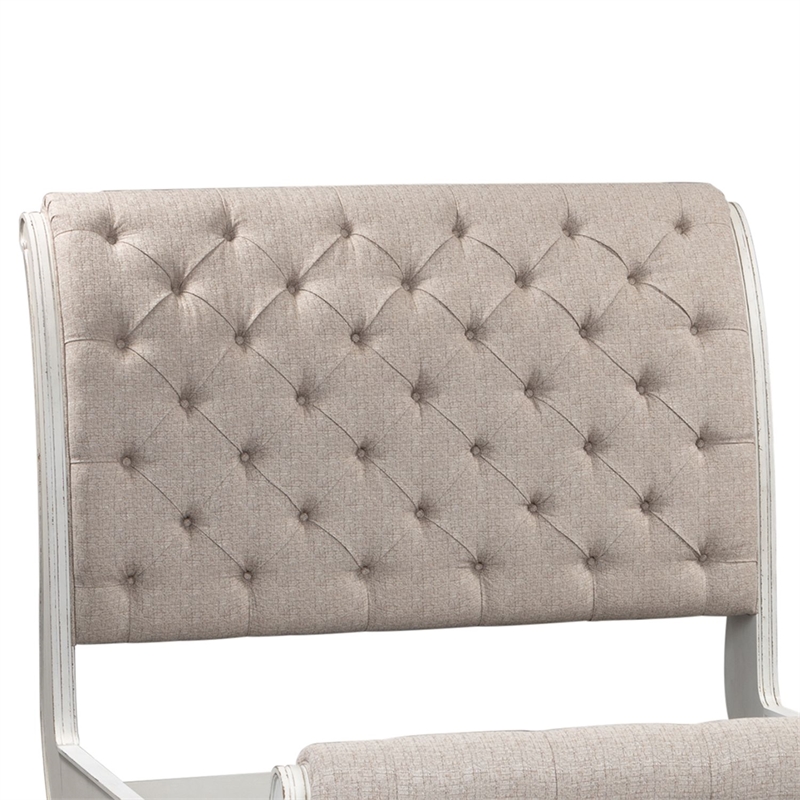Pemberly Row Queen Upholstered Sleigh Bed Headboard in White