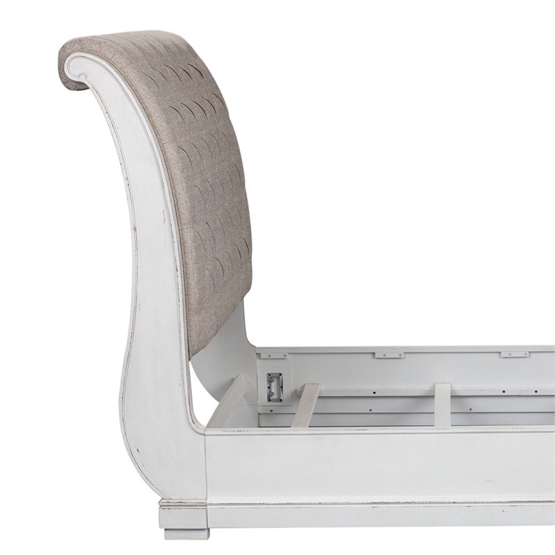 Pemberly Row Queen Upholstered Sleigh Bed Headboard in White