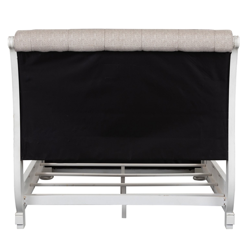 Pemberly Row Queen Upholstered Sleigh Bed Headboard in White