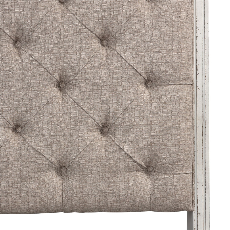 Pemberly Row Queen Upholstered Sleigh Bed Headboard in White