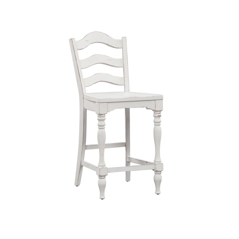 Pemberly Row Arched Ladder Back Counter Chair with Saddle Seat Set of 2