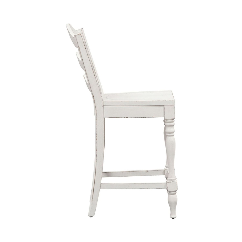 Pemberly Row Arched Ladder Back Counter Chair with Saddle Seat Set of 2
