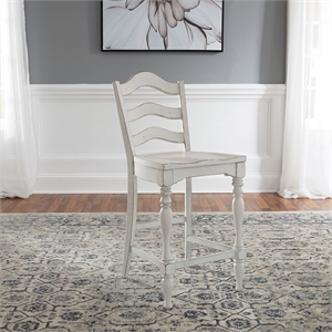 Pemberly Row Arched Ladder Back Counter Chair with Saddle Seat Set of 2
