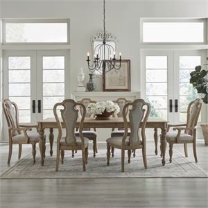 Pemberly Row 7 Piece Rectangular Dining Room Table Set in Brown
