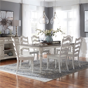 Pemberly Row 7 Piece Leg Table Dining Set with Chairs in White