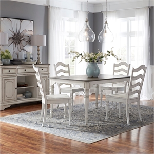 Pemberly Row 5 Piece Leg Table Dining Room Set with Chairs in White