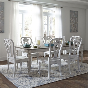 Pemberly Row 7 Piece Rectangular Table Set with Chairs in White