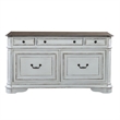Pemberly Row Office Credenza and Hutch with File Drawers in White