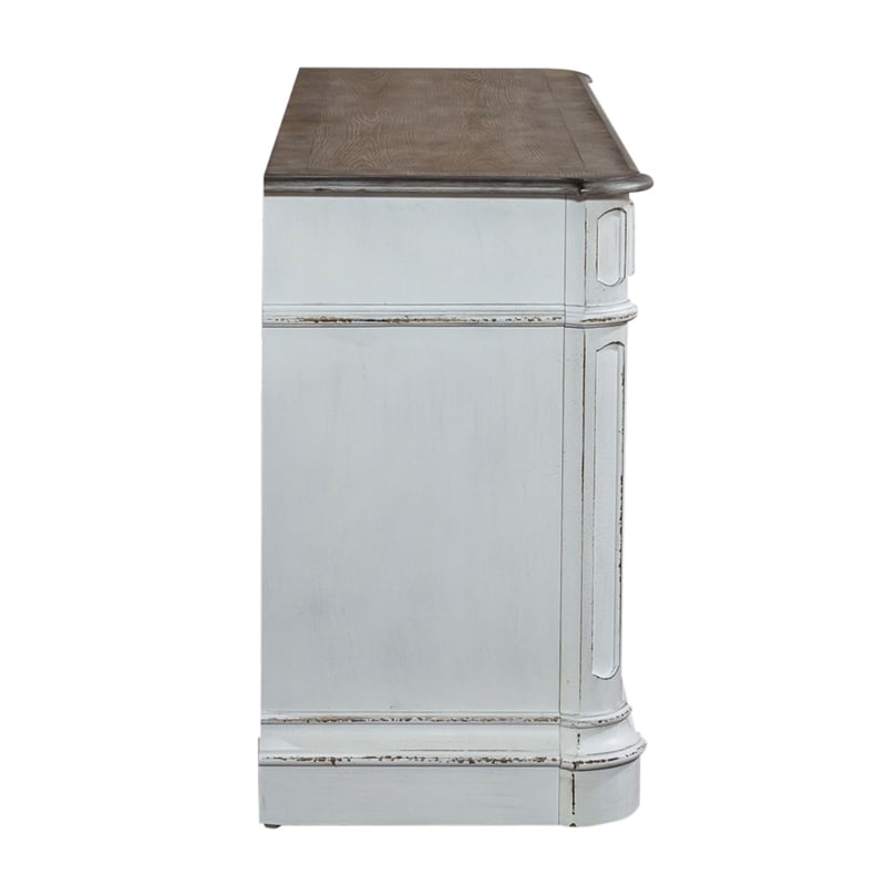 Pemberly Row Office Credenza and Hutch with File Drawers in White