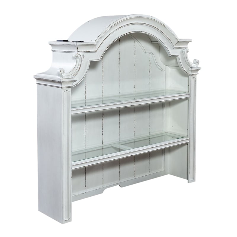 Pemberly Row Office Credenza and Hutch with File Drawers in White