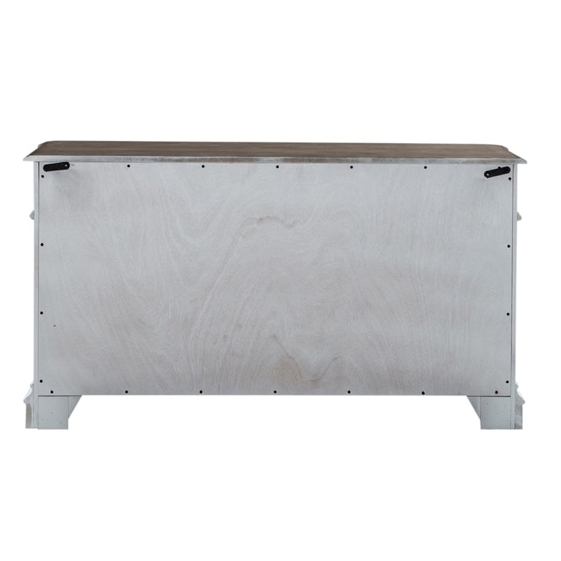 Pemberly Row Office Credenza and Hutch with File Drawers in White