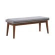 Pemberly Row Upholstered Dining Bench with Removable Cushion in Brown