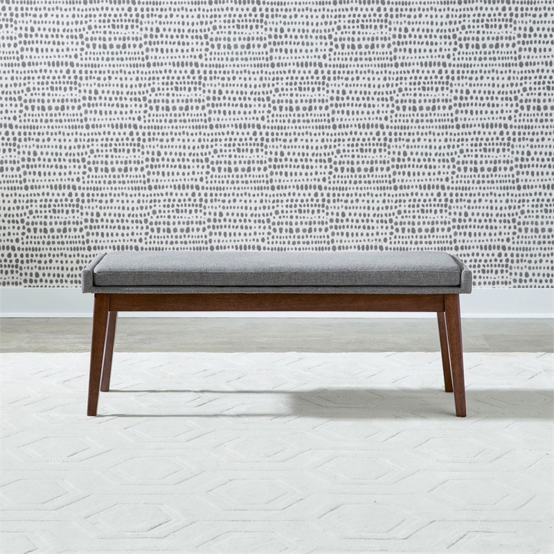 Pemberly Row Upholstered Dining Bench with Removable Cushion in Brown