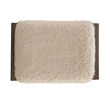 Pemberly Row Upholstered Console Stool with Faux Sheepskin Seat in Brown