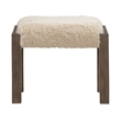 Pemberly Row Upholstered Console Stool with Faux Sheepskin Seat in Brown