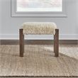 Pemberly Row Upholstered Console Stool with Faux Sheepskin Seat in Brown