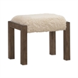 Pemberly Row Upholstered Console Stool with Faux Sheepskin Seat in Brown