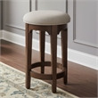Pemberly Row 4 Piece Console Bar Table Set with Upholstered Stools in Cherry
