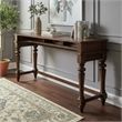 Pemberly Row 4 Piece Console Bar Table Set with Upholstered Stools in Cherry