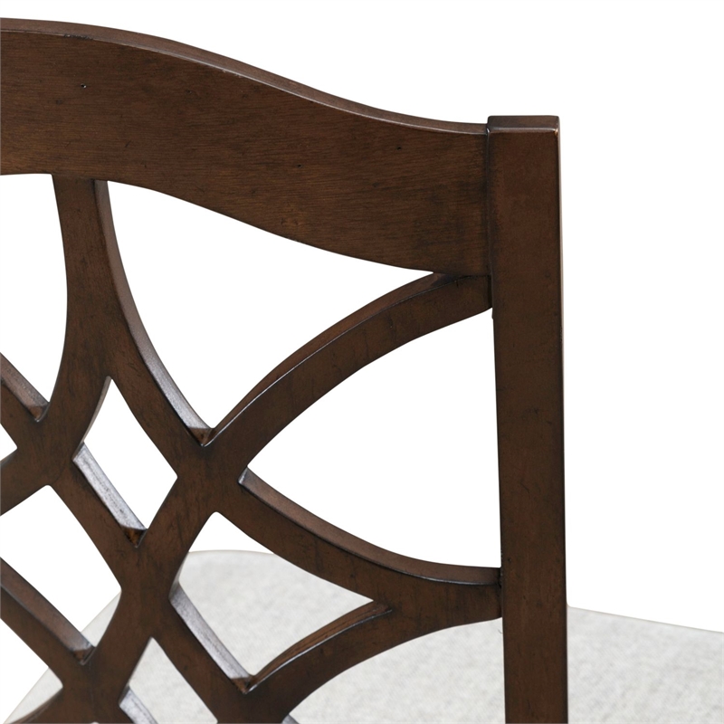 Pemberly Row Splat Back Side Chair with Chenille Seat Set of 2 in Cherry