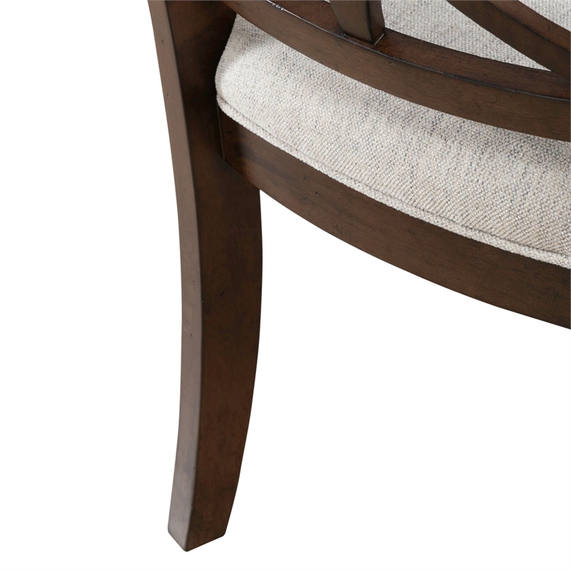 Pemberly Row Splat Back Side Chair with Chenille Seat Set of 2 in Cherry