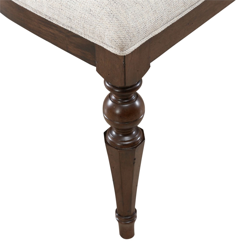 Pemberly Row Splat Back Side Chair with Chenille Seat Set of 2 in Cherry