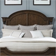 Pemberly Row California King Poster Bed with Dresser Mirror Nightstand in Cherry