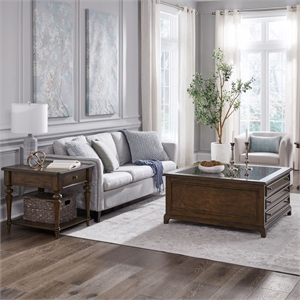 Pemberly Row 3 Piece Collector Cocktail and End Table Set in Cherry