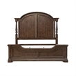 Pemberly Row King Poster Bed with Dresser Mirror and Chest in Cherry