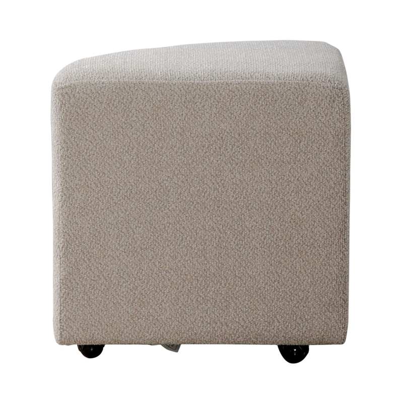 Pemberly Row Upholstered Ottomans with Casters Set of 2 in Brown