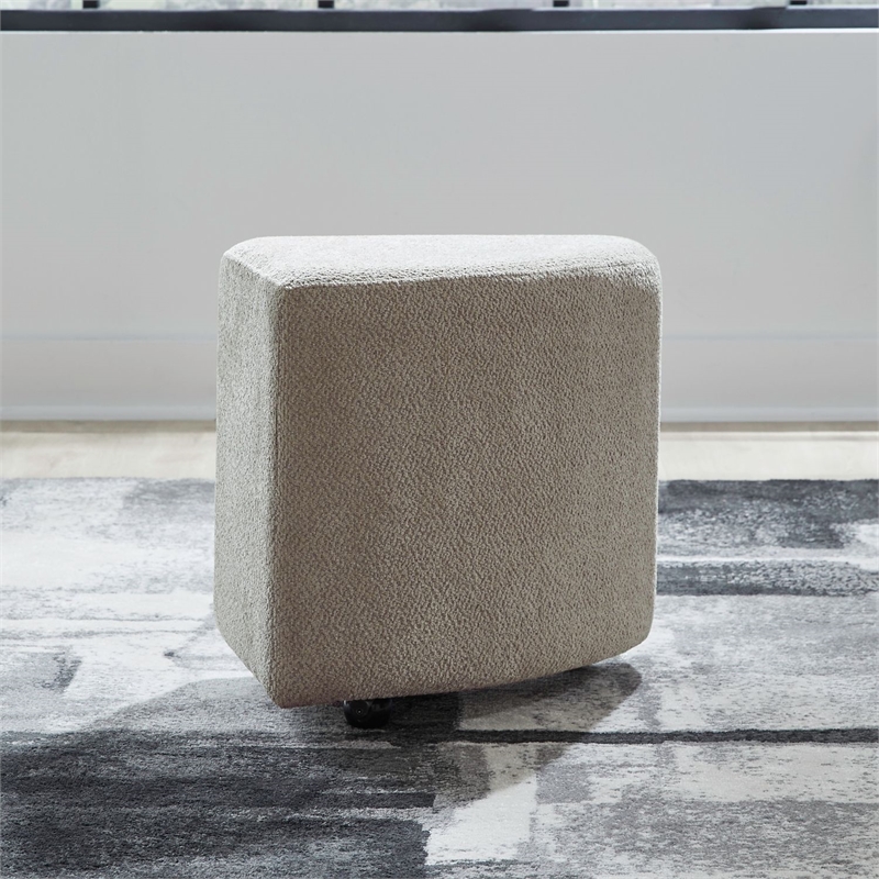 Pemberly Row Upholstered Ottomans with Casters Set of 2 in Brown