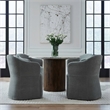 Pemberly Row Squared Arm Dining Chairs with Casters Set of 4 in Sapphire