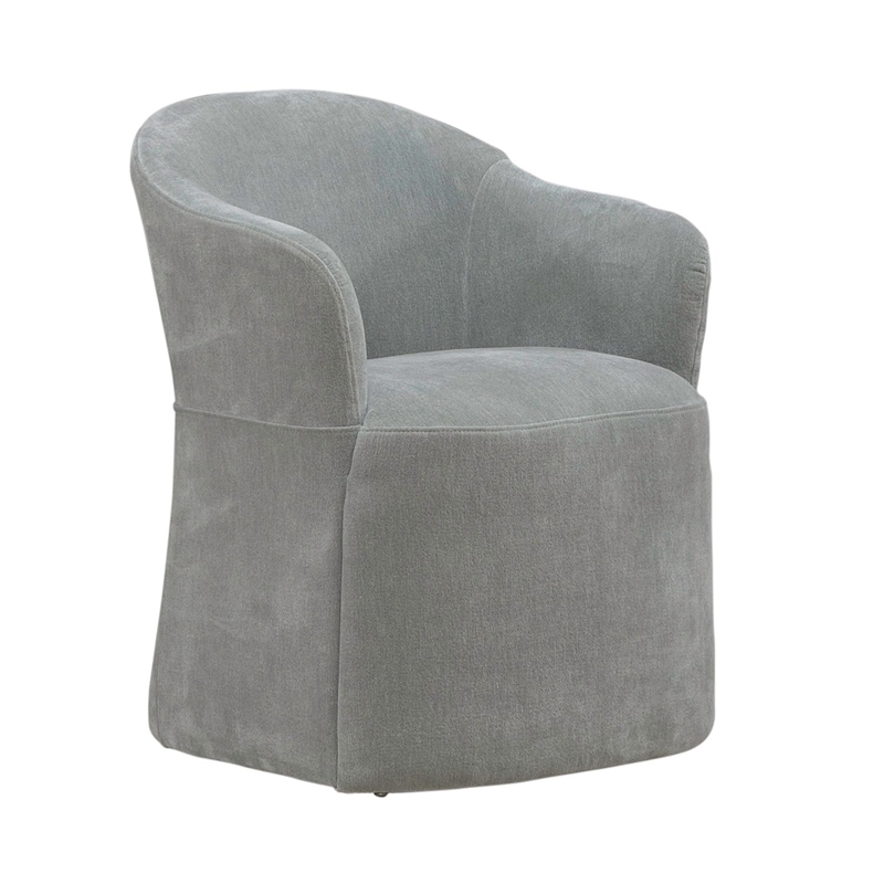 Pemberly Row Squared Arm Dining Chairs with Casters Set of 4 in Sapphire