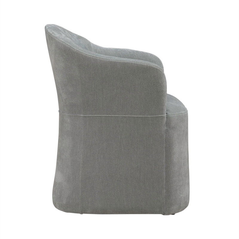 Pemberly Row Squared Arm Dining Chairs with Casters Set of 4 in Sapphire