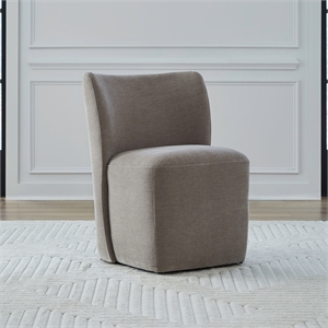 Pemberly Row Rounded Back Dining Chair with Casters in Truffle