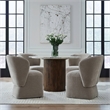 Pemberly Row Rounded Arm Dining Chairs with Casters Set of 4 in Truffle