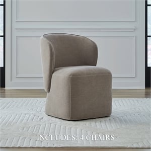 Pemberly Row Rounded Arm Dining Chairs with Casters Set of 4 in Truffle