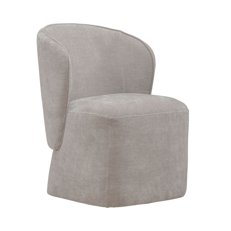 Pemberly Row Rounded Arm Dining Chairs with Casters Set of 4 in Truffle