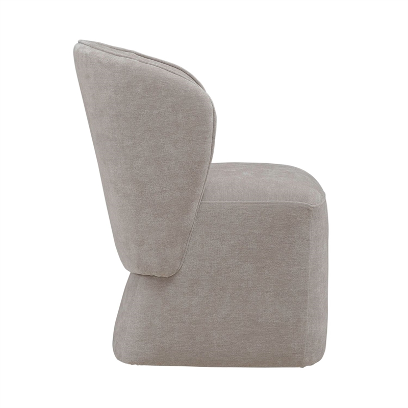 Pemberly Row Rounded Arm Dining Chairs with Casters Set of 4 in Truffle