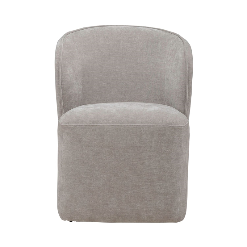 Pemberly Row Rounded Arm Dining Chair with Casters in Truffle