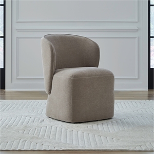Pemberly Row Rounded Arm Dining Chair with Casters in Truffle