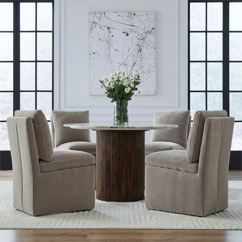 Pemberly Row Squared Back Dining Chair with Casters in Truffle