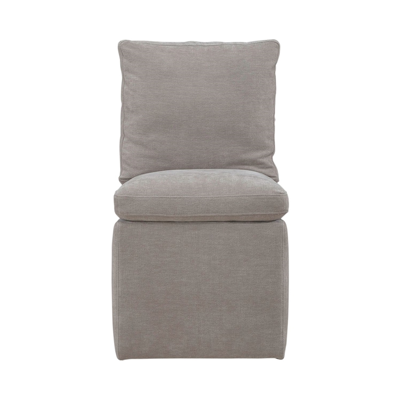 Pemberly Row Squared Back Dining Chair with Casters in Truffle
