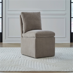 Pemberly Row Squared Back Dining Chair with Casters in Truffle