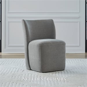 Pemberly Row Rounded Back Dining Chairs with Casters Set of 4 in Sapphire