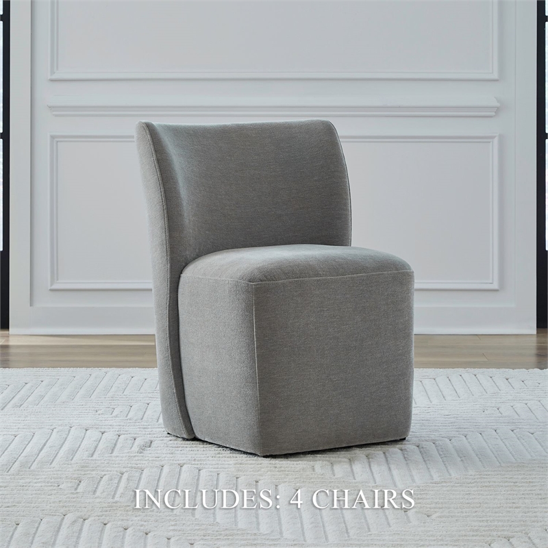 Pemberly Row Rounded Back Dining Chairs with Casters Set of 4 in Sapphire