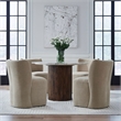 Pemberly Row Rounded Back Dining Chair with Casters in Wicker
